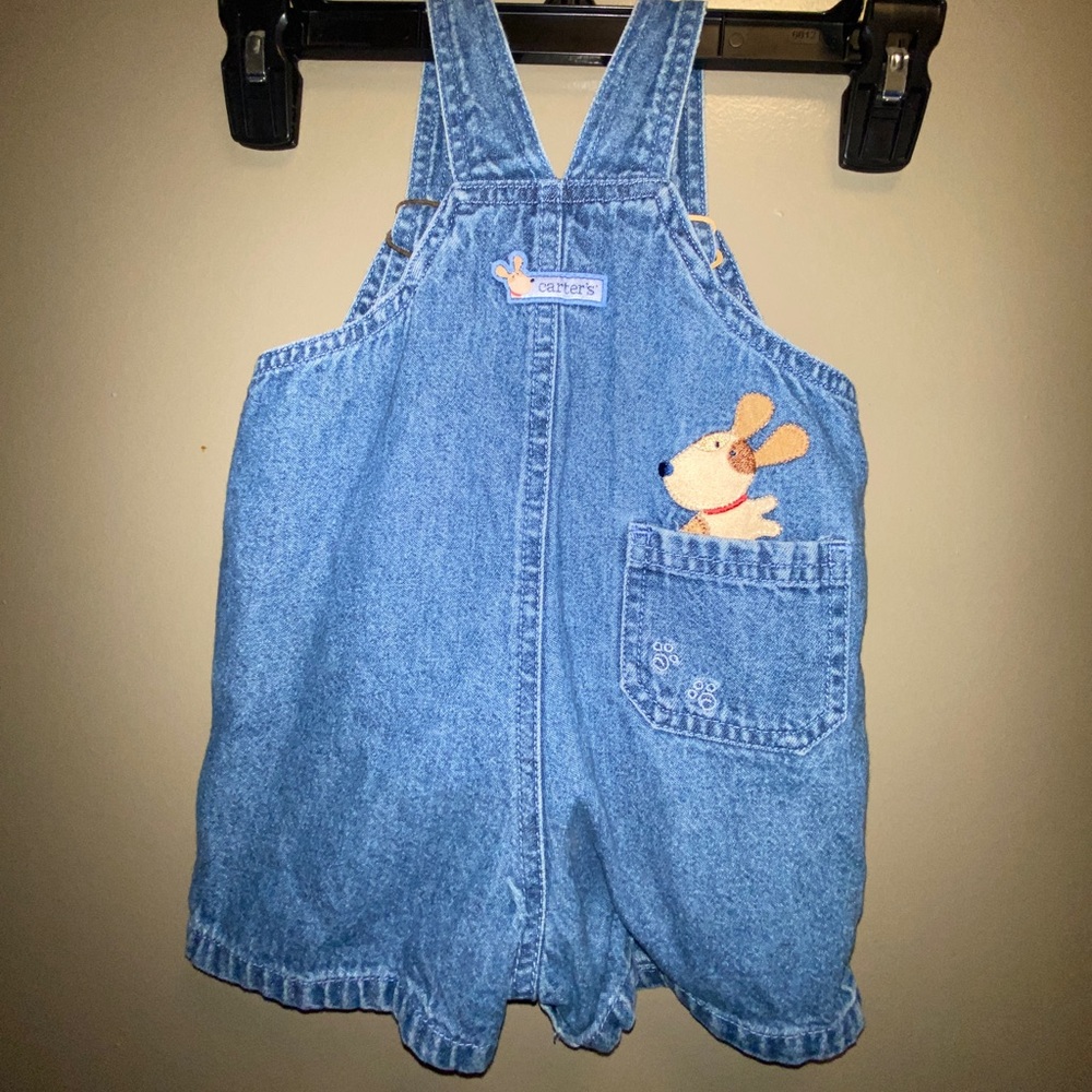 Denim puppy embroidered overalls - Picture 3 of 4